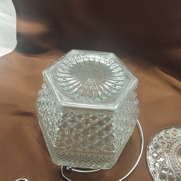1960s Anchor Hocking Wexford Pressed Glass Cookie Jar, Ice Bucket - Picture 8 of 12
